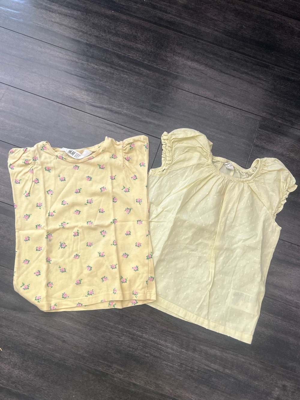 H&M Girls' Yellow Floral Tee + Yellow Swiss Dot Top - Set of 2
